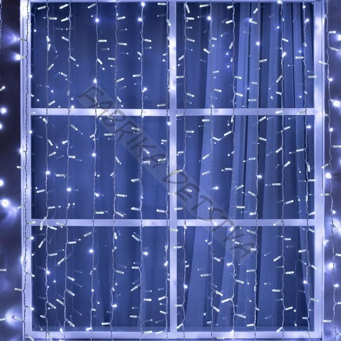 Гирлянда «Занавес» 2 x 9 м, IP65, УМС, белая нить, 1800 LED, свечение белое, 220 В