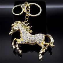 Брелок ЛОШАДЬ метал. блестящий с камешками 1/12