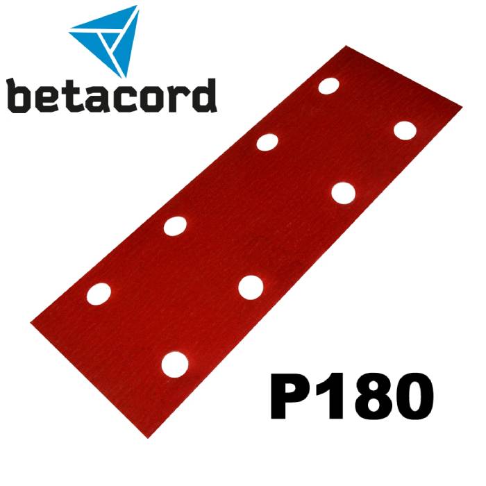 Betacord Абразивная полоска P180 на пластике 70х198мм. 8 отверстий, в упаковке 50шт.