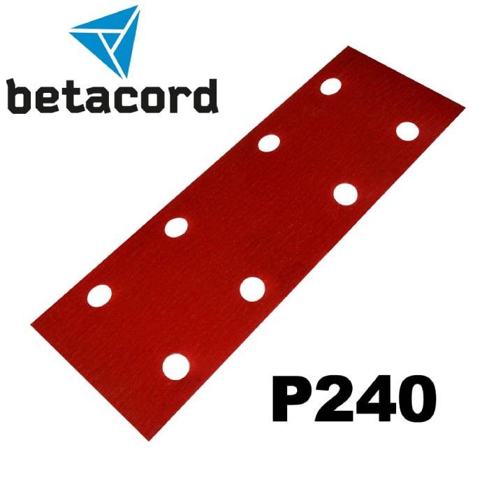 Betacord Абразивная полоска P240 на пластике 70х198мм. 8 отверстий, в упаковке 50шт.