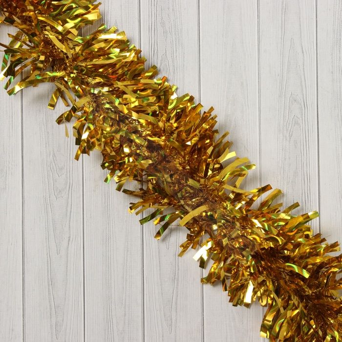 Мишура новогодняя «Зимнее волшебство. Блеск волн», d=9 см, 200 см, золото (10 штук)