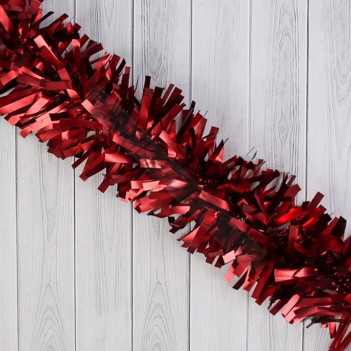 Мишура новогодняя «Зимнее волшебство. Праздничное свечение», d=9 см, 200 см, красный (10 штук)