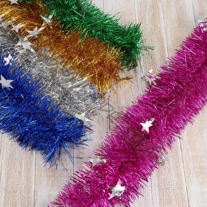 Мишура новогодняя «Зимнее волшебство. Аквамарин», звёзды, d=8.5 см, 200 см, МИКС (10 штук)