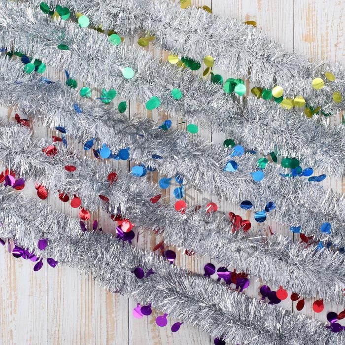 Мишура новогодняя «Зимнее волшебство. Переплёт», кружочки, d=5 см, 200 см, МИКС (10 штук)