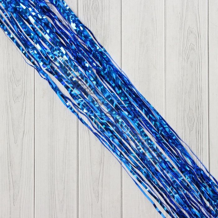 Дождик новогодний «Зимнее волшебство. Мерцание полос», b-9 см, L-150 см, синий (10 штук)