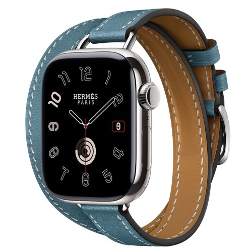 Apple Watch Series 11 Hermes 42 mm Attelage Double Tour Bleu Jean