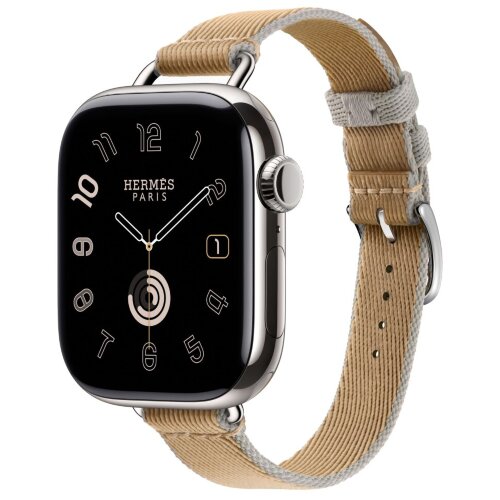 Apple Watch Series 11 Hermes 42mm Twill Jump Attelage Single Tour Kraft / Bleu Glacier