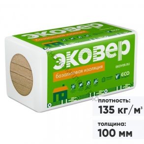 Минеральная вата Эковер Фасад Декор Оптима 135 кг/м3 1000х600х100 мм, 3 шт/упак
