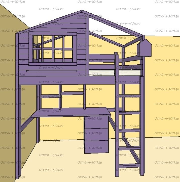 Кровать-чердак домик Roof