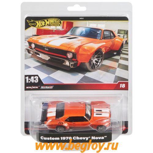 HOT WHEELS HWG43 лимитированная серия Hot Wheels Premium 1:43 Custom Chevrolet Nova 1970 (№18