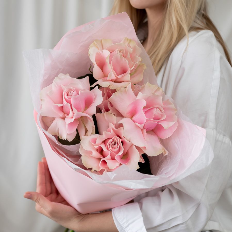 5 Французских роз (сорт Пинк Мондиаль)