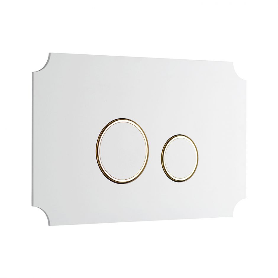 Изображение Белая кнопка для инсталляции унитаза KKPOL Aquafiori Vintage 350/AFV/077-30-00 с золотыми элементами