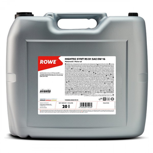 Rowe Hightec Synt RS D1 0W-16, 20л