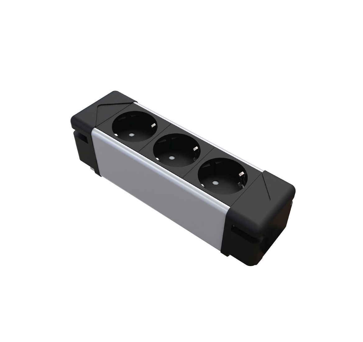 Блок розеток Under Desk U 3 BN ЧЕРНЫЙ/АЛЮМ