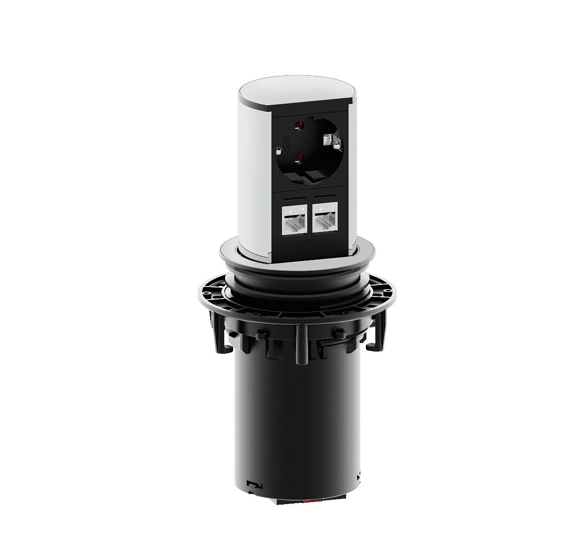 Блок розеточный скрытого монтажа ELEVATOR 1+2cat5e  СЕРЕБРИСТ.