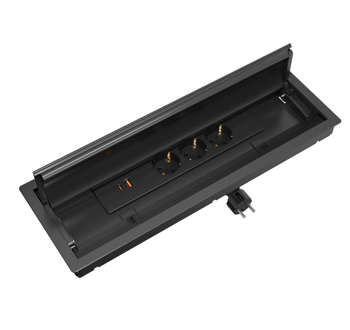 Встраиваемый блок розеток с крышкой Solo Into PRO  ЧЕРНЫЙ