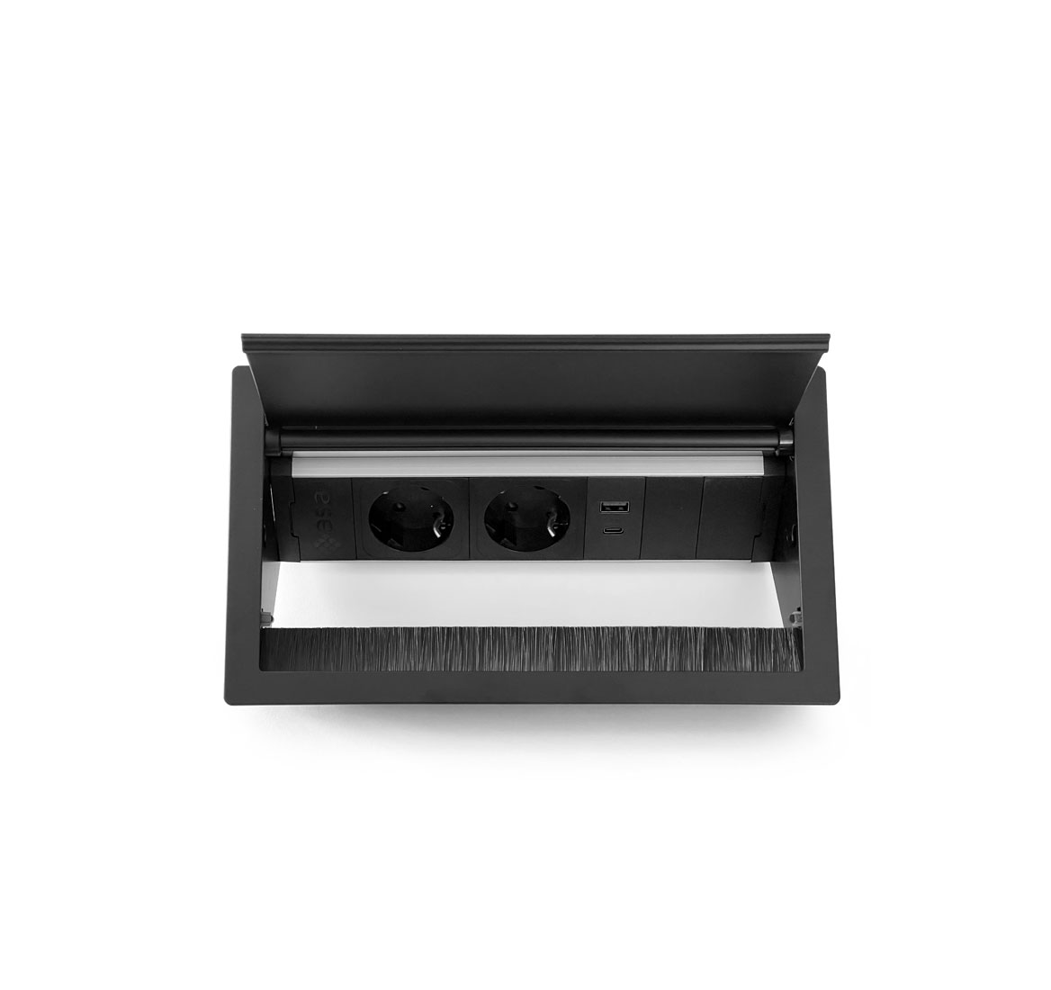 Встраиваемый розеточный блок VERSAFLAP Mono 2p+2usb ЧЕРНЫЙ