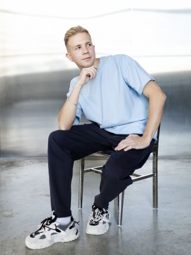 Футболка оверсайз голубая