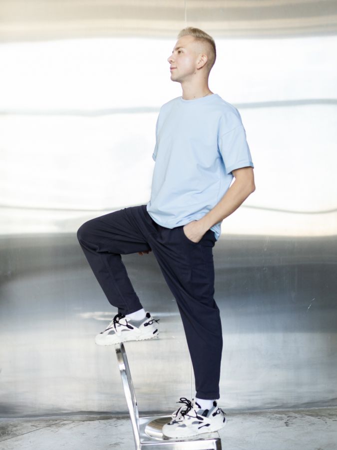 Футболка оверсайз голубая