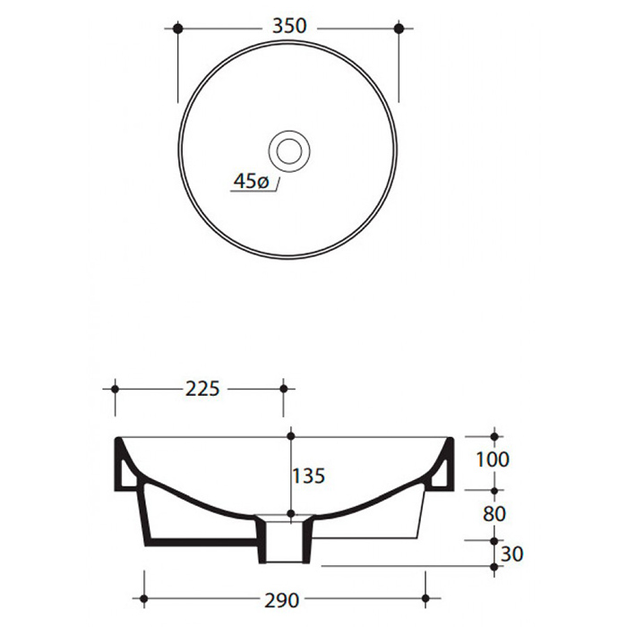 Накладная раковина Kerasan Cento 355830, круглая 45x45 см ФОТО