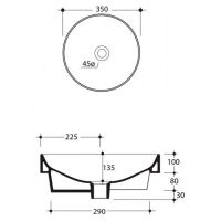 Накладная раковина Kerasan Cento 355888, цвет коричневый 45x45 см схема 2