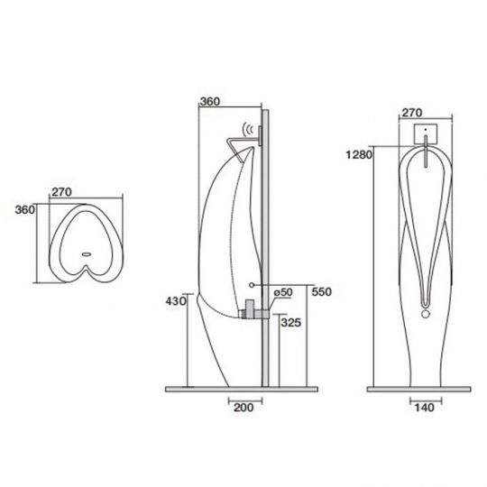 Писсуар напольный Kerasan Artwork 473001, с креплением и сифоном схема 2 Писсуар напольный Kerasan Artwork 473001, с креплением и сифоном схема 2