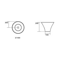 Накладная раковина Kerasan Deco 480201, круглая 40x40 см схема 2