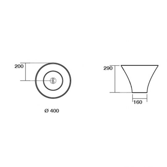 Накладная раковина Kerasan Deco 480201, круглая 40x40 см схема 2