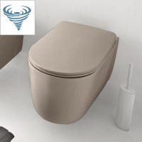 Подвесной бежевый унитаз Kerasan Nolita безободковый, слив Tornado схема 1