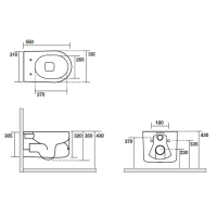 Унитаз подвесной Kerasan Nolita безободковый, слив Tornado, серый схема 2