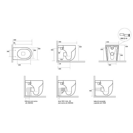 Серый унитаз напольный Kerasan Nolita безободковый, слив Tornado схема 2