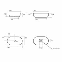 Накладная раковина Kerasan Nolita 534601 Овальная 55x35 см схема 2