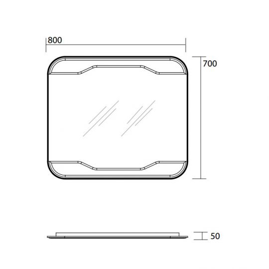 Зеркало Kerasan Waldorf 740701 прямоугольное, 80х70 см схема 2