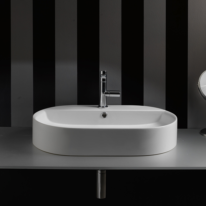 Изображение Накладная раковина Kerasan Ciotola 028530 Bianco matt *1, закругленная 65x40 см