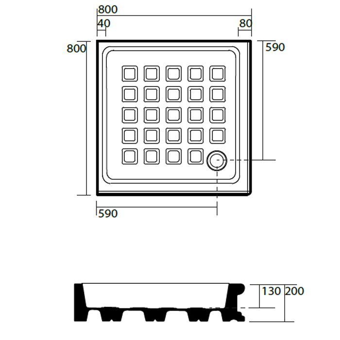 Поддон угловой Kerasan Retro 1341bi 80х80 см, квадратный ФОТО