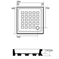 Поддон угловой Kerasan Retro 1341bi 80х80 см, квадратный схема 2 Поддон угловой Kerasan Retro 1341bi 80х80 см, квадратный схема 2