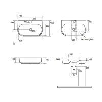 Подвесная раковина Kerasan Nolita 534231*1 , закругленная 70x45 см схема 2 Подвесная раковина Kerasan Nolita 534231*1 , закругленная 70x45 см схема 2