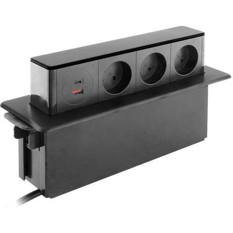 Выдвижная розетка, выдвижной блок розеток INRIOR MAGNUM (3 EURO розетки, 2 USB C + А (18W))