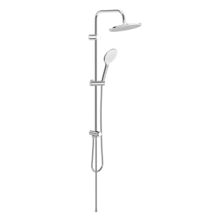 Valtemo Deluxe Chrome VS-2533 krom duş setinin tam görünüşü - Parlaq krom hortumlar, tepe duşu və PushMode yönlendirici ilə lüks dizaynı nümayiş etdirir, hamamınıza zəriflik qatır.
