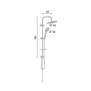 Valtemo Deluxe Chrome VS-2533 krom duş setinin istifadə zamanı görünüşü - Ø 130 mm əl duşu və Ø 240 mm tepe duşu ilə rahat və lüks duş təcrübəsini vurğulayır.