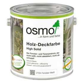 Краска для Окон и Дверей Osmo Holz-Deckfarbe 2104 2.5л Белая, Шелковисто-Глянцевая для Наружных и Внутренних Работ / Осмо