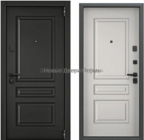 SUPER OMEGA PRO PP ПВХ Черная шагрень / ПВХ Бьянко входная дверь
