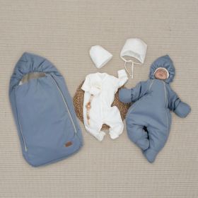 Комплект на выписку 5 предметов "Дивини", зимний, серо-голубой