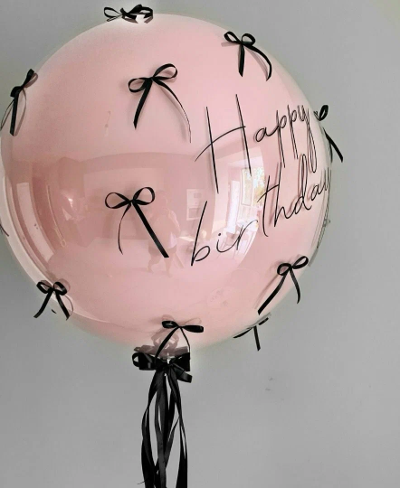Двойной бабл с бантиками шар пластиковый с гелием