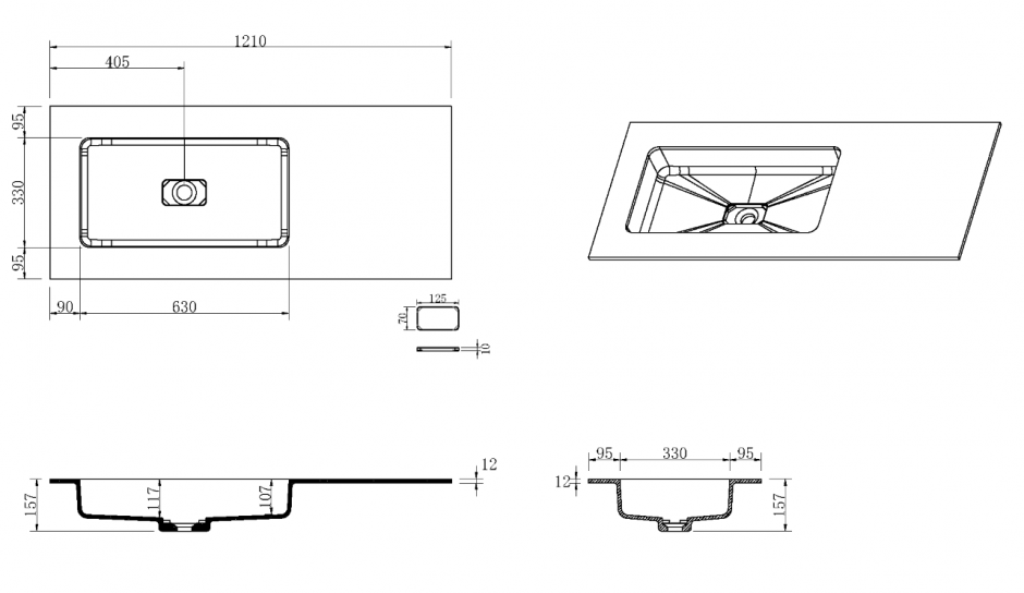 Раковина Armadi Art Quatro 793-120-W-L 121х52 см, с чашей слева ФОТО