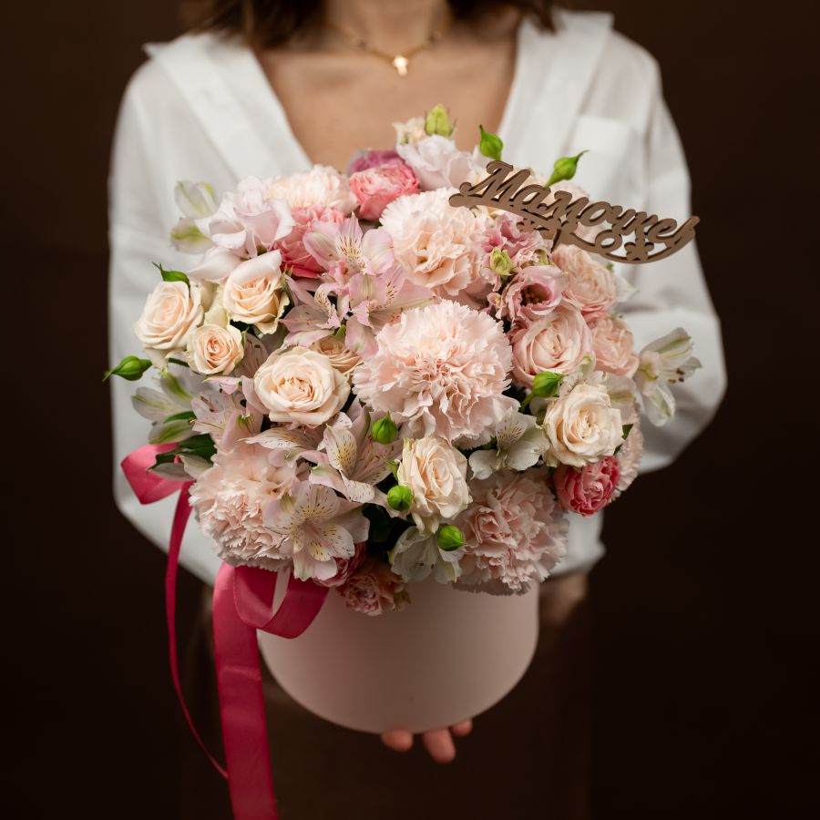 Шляпная коробка "Маме" размер М