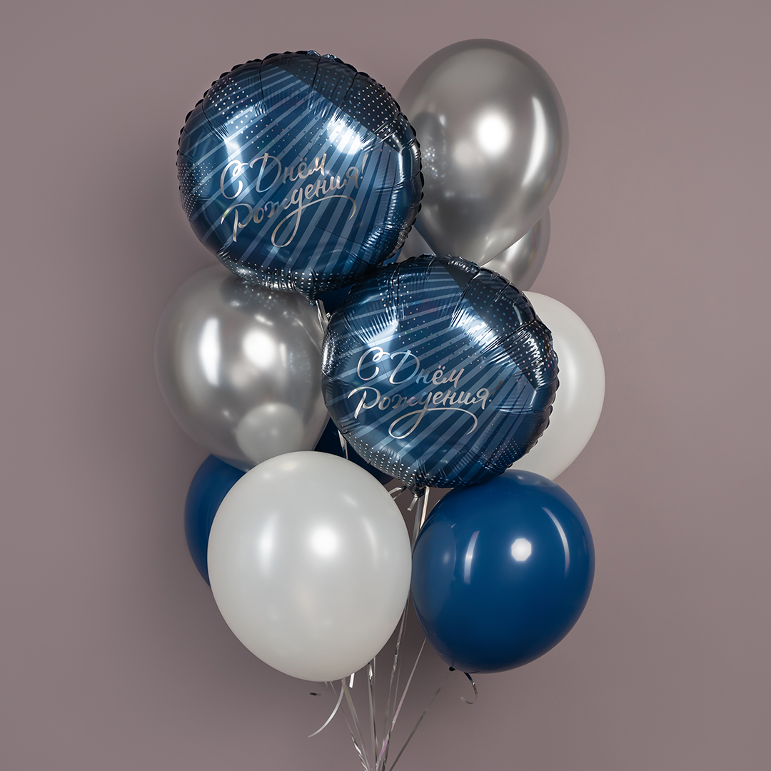 Фонтан С Днем Рождения для мужчины из шаров с гелием