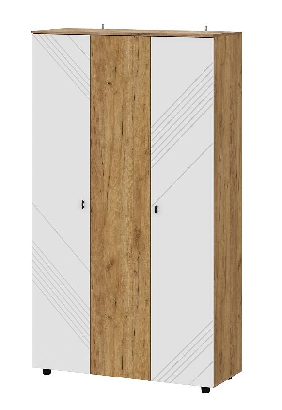 "Байкал" Шкаф трехстворчатый (SAFE) Дуб Золотой/Белый матовый