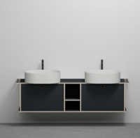 Тумба подвесная/напольная Cielo Theo 175 THMF175C2/THMF175C2SF из материала Fenix, с 2 дверцами и открытой полкой 175х63х38 см схема 4 Тумба подвесная/напольная Cielo Theo 175 THMF175C2/THMF175C2SF из материала Fenix, с 2 дверцами и открытой полкой 175х63х38 см схема 4