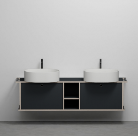 Тумба подвесная/напольная Cielo Theo 175 THMF175C2/THMF175C2SF из материала Fenix, с 2 дверцами и открытой полкой 175х63х38 см схема 4 Тумба подвесная/напольная Cielo Theo 175 THMF175C2/THMF175C2SF из материала Fenix, с 2 дверцами и открытой полкой 175х63х38 см схема 4